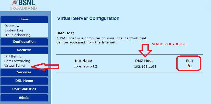 Use your computer as dmz host in bsnl Internet