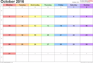 Free Printable Calendar October 2016