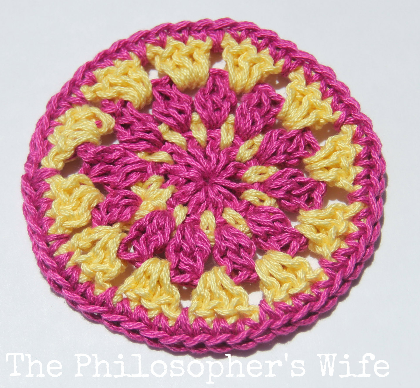 ... Wife: Free Crochet Coaster Pattern using Lion Brands 24/7 Cotton Yarn