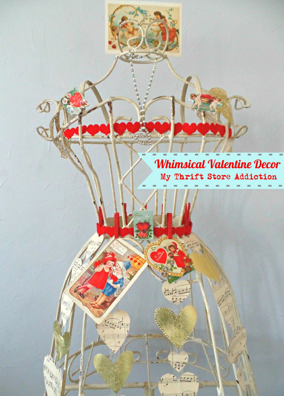Whimsical vintage Valentine decor 