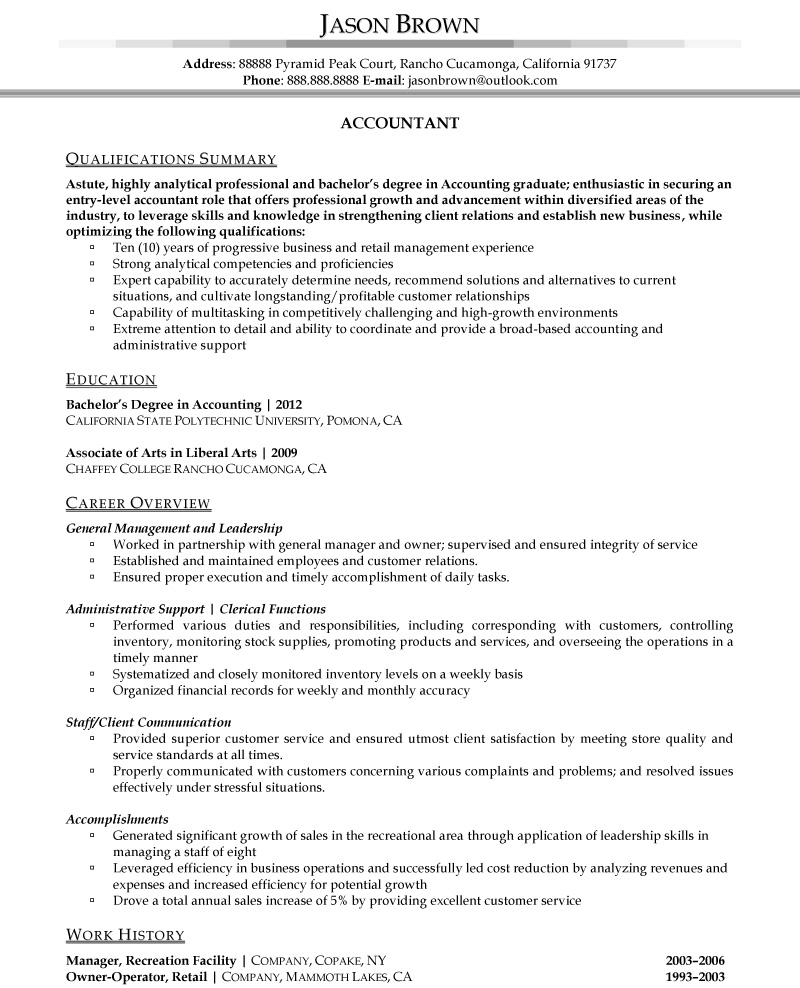 Resume templates accounting internship