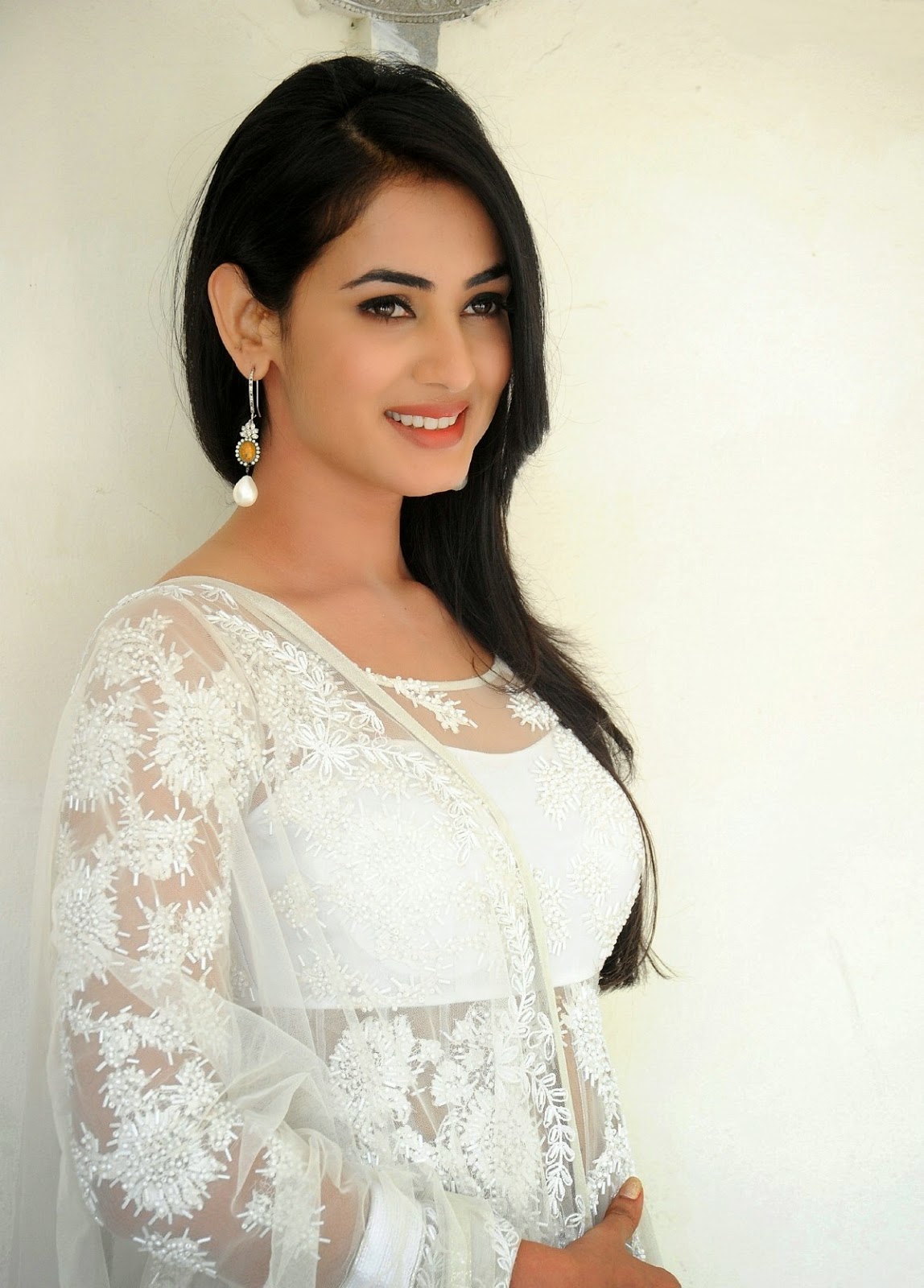 High Quality Bollywood Celebrity Pictures Sonal Chauhan Looks Gorgeous In White Dress At Telugu