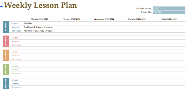 weekly planning templates for teachers