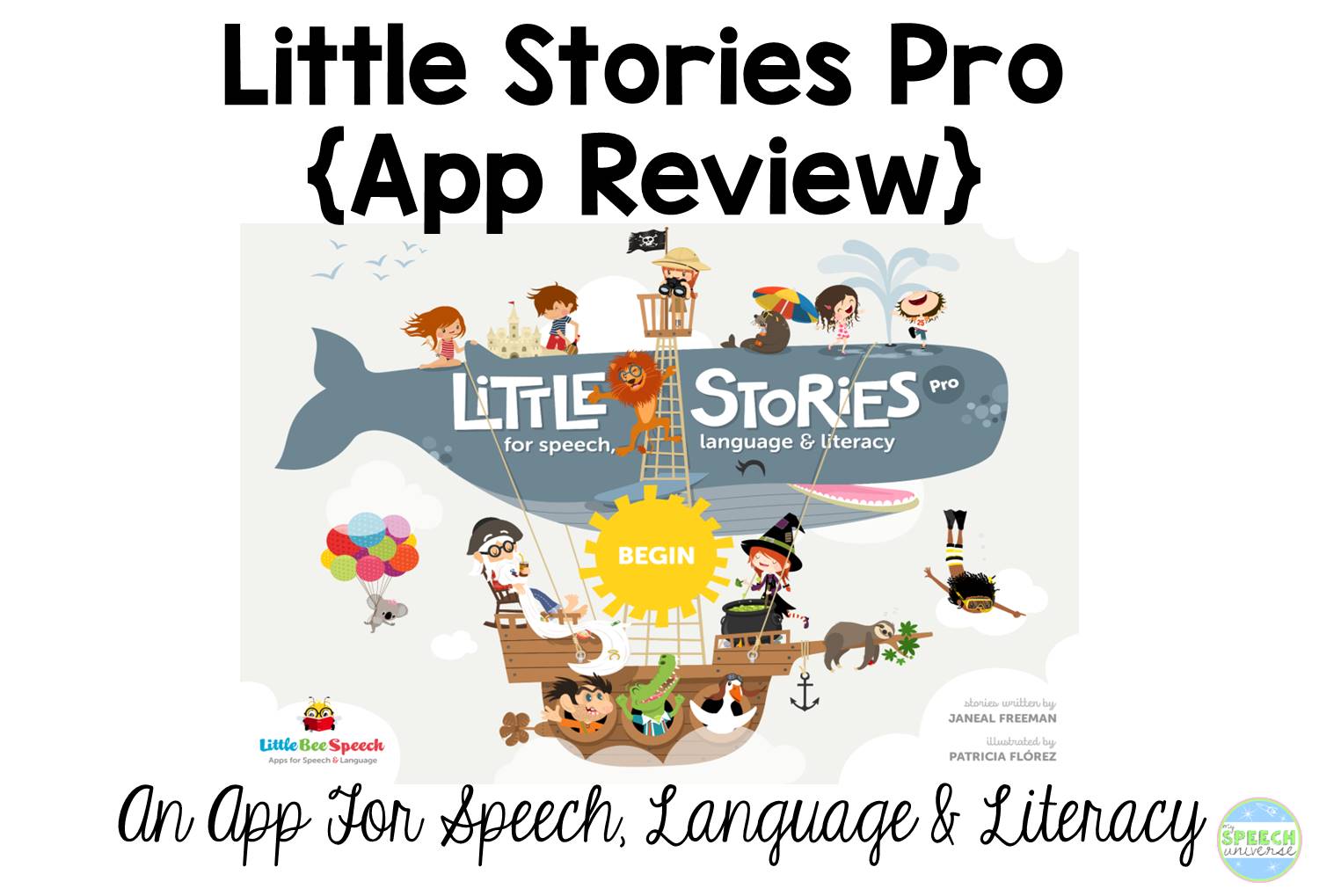 Little Stories App Review.  This a great speech and language app that allow you to focus on retell, sequencing, and wh-questions with 6-10 year old students.  You can find stories based on phonemic target too!