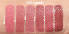 MAC Brave Faux Lipstick Dupe Comparison Swatches
