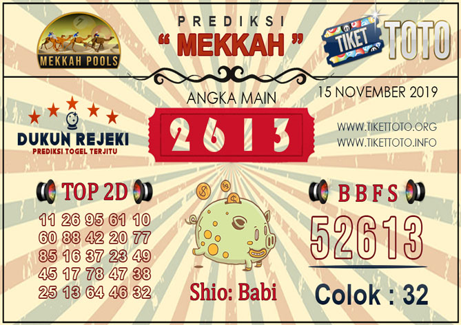 Prediksi Togel MEKKAH TIKETTOTO 15 NOVEMBER 2019