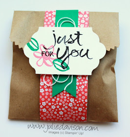 New In Colors!! Stampin' Up! Watercolor Words Gift Bag for 3x3 In Color Notecards #stampinup www.juliedavison.com