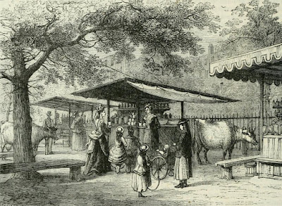 Milk fair, St James's Park from Old and New London by E Walford (1878) Milk fair, St James's Park from Old and New London by E Walford (1878)