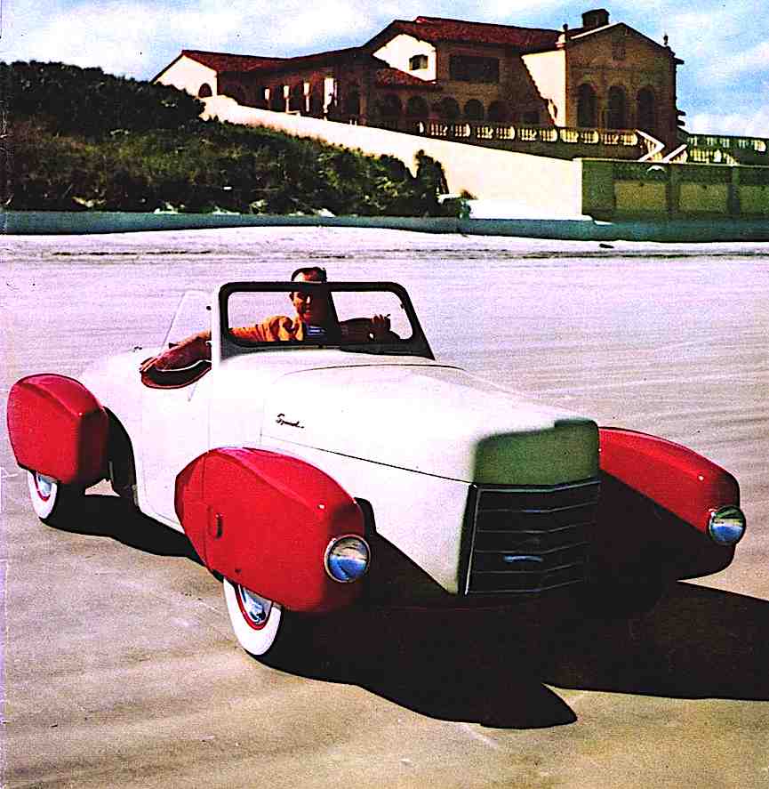 1951 Doray Willys-Special a color photograph of a 1951 Doray Willys-Special parked on the beach
