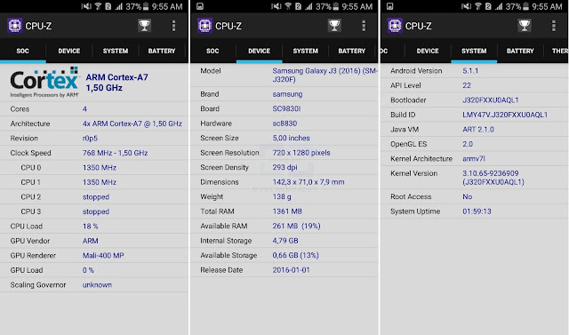 Reporte CPU-z J320F