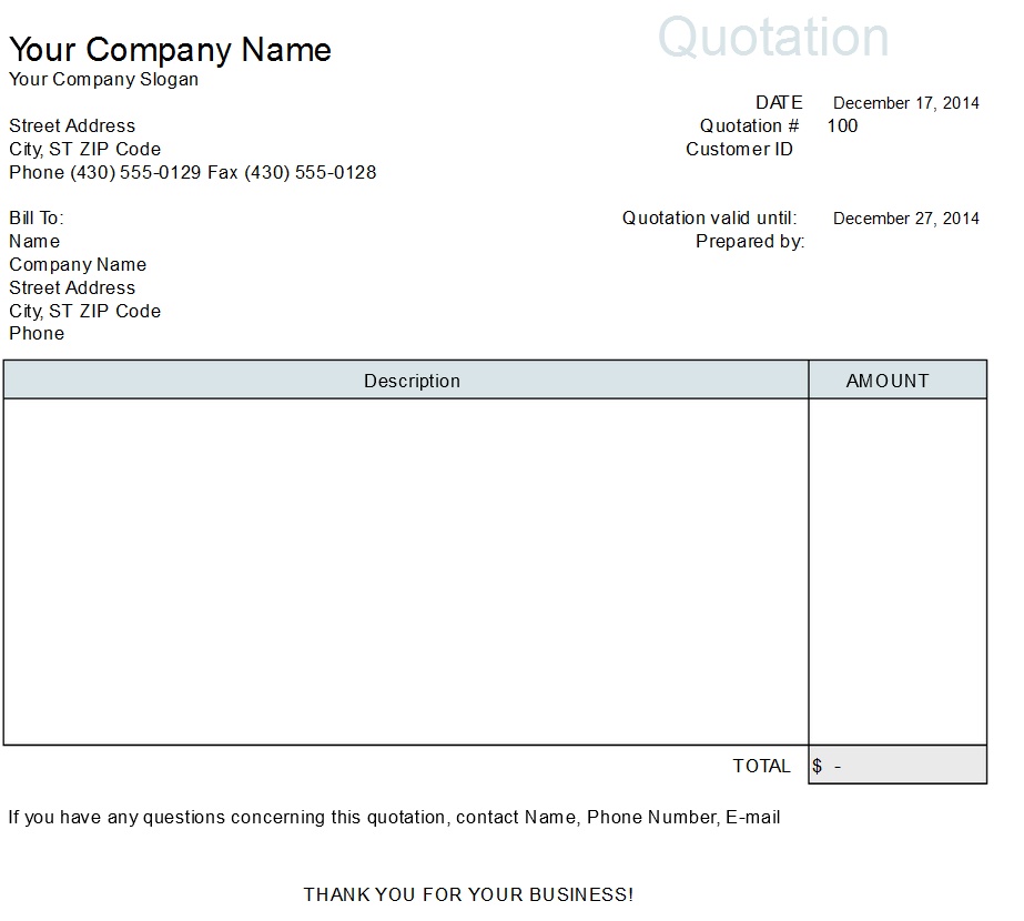 price quotation template