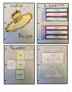 Elizabeth Chapin-Pinotti Huckleberry Finn Novel Study Interactive Notebook pages