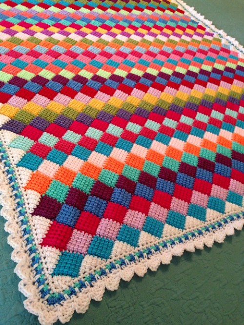 Tunisian Crochet Entrelac Throw - Free Pattern
