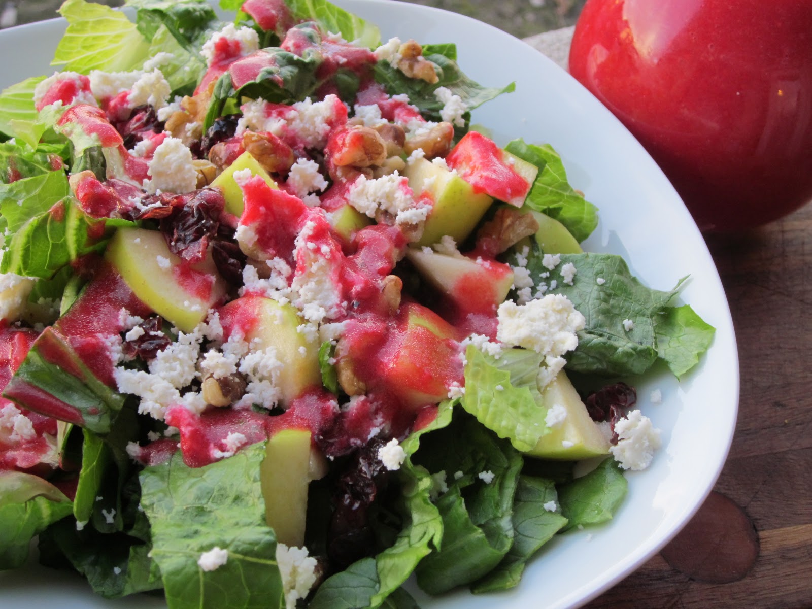 Sweet Luvin' In The Kitchen Apple Walnut and Feta Salad with Raspberry Vinaigrette