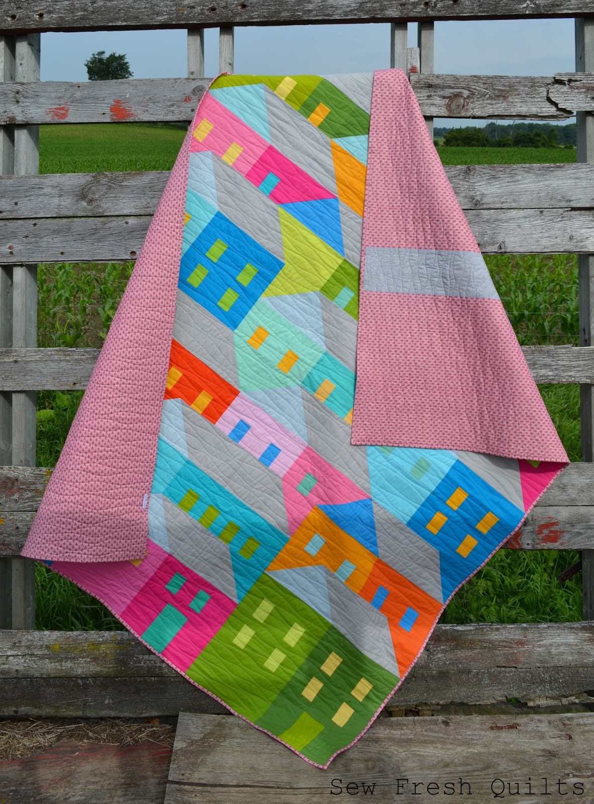 Sew Fresh Quilts Hillside Houses QAL finish