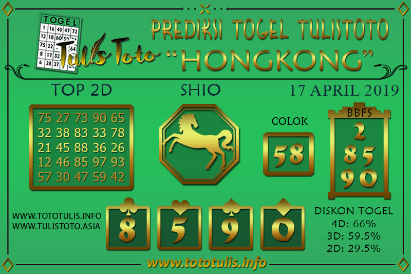 Prediksi Togel HONGKONG TULISTOTO 17 APRIL 2019