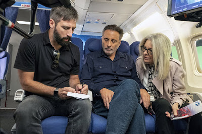 Diane Keaton, Andy Garcia and Bill Holderman on the set of Book Club