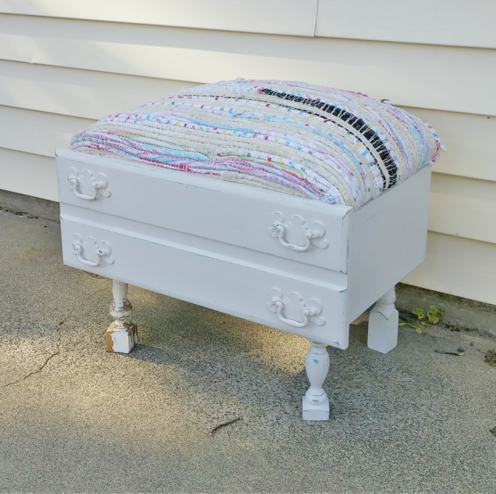 upcycled drawer footstool