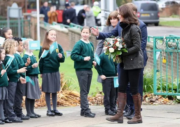 Kate Middleton wore Barbour Ladies Jacket, Temperley London Honeycomb Sweater, Penelope Chilvers Boots