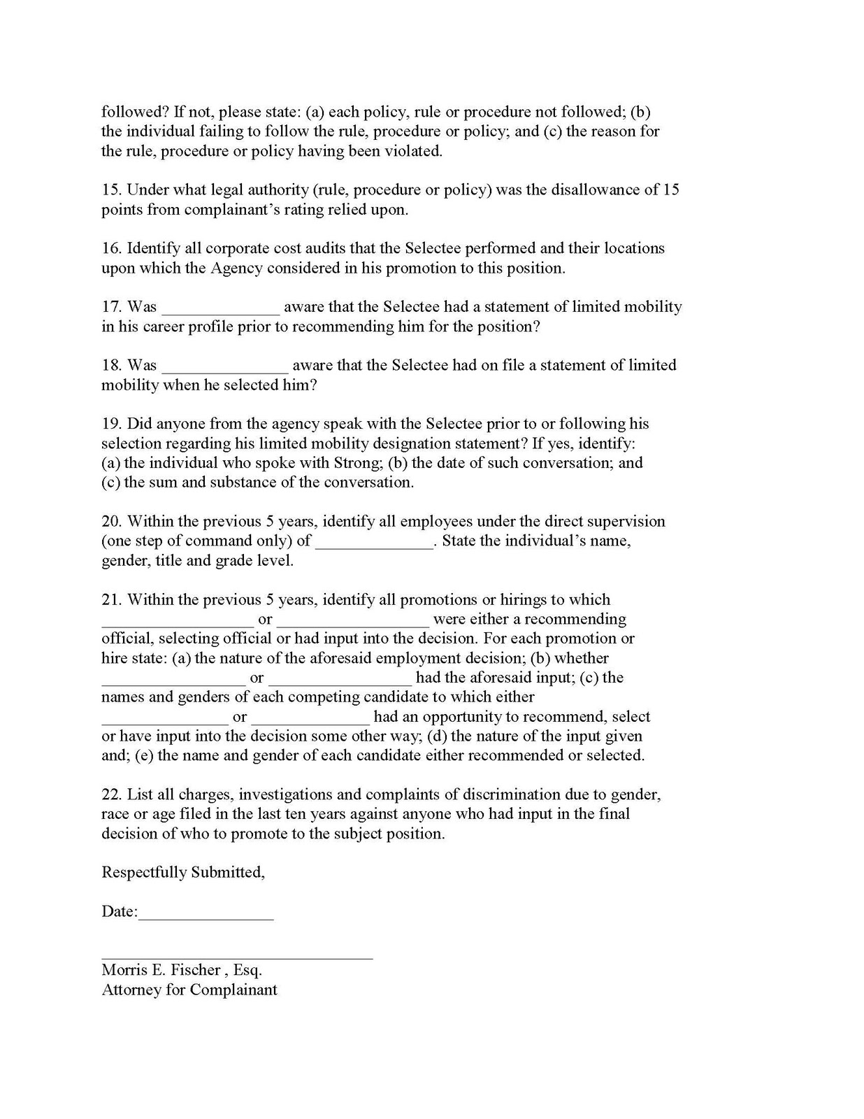 WeidnerApartment HomesHorrorStory: Sample Interrogatories