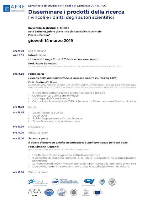 Disseminare i prodotti della ricerca: seminario all'Università di Trieste 1 openaccess trieste mar2019