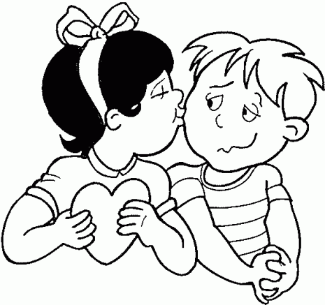 San Valentín colorear besos San Valentín colorear besos