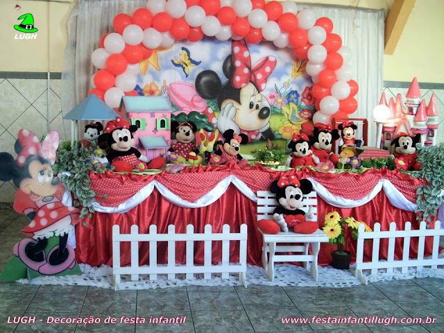 Decoração infantil da Minnie vermelha - Tradicional Luxo