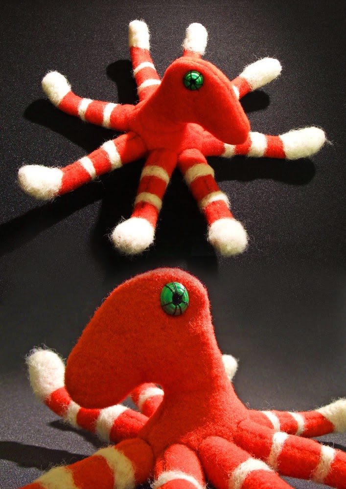 Red handmade octopus