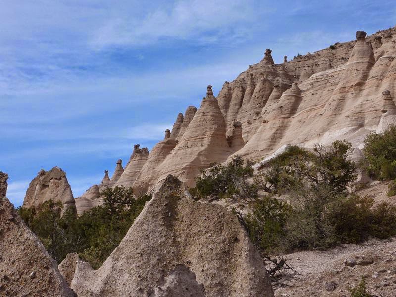 The Kasha-Katuwe or else they are called "Rock-Tents" or "Tent rocks" located 60 km southwest of Santa Fe, a city in the state of New Mexico near near Cochiti, USA, is a Bureau of Land Management (BLM) managed site