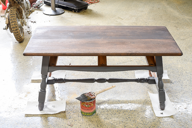 Stained and painted table makeover