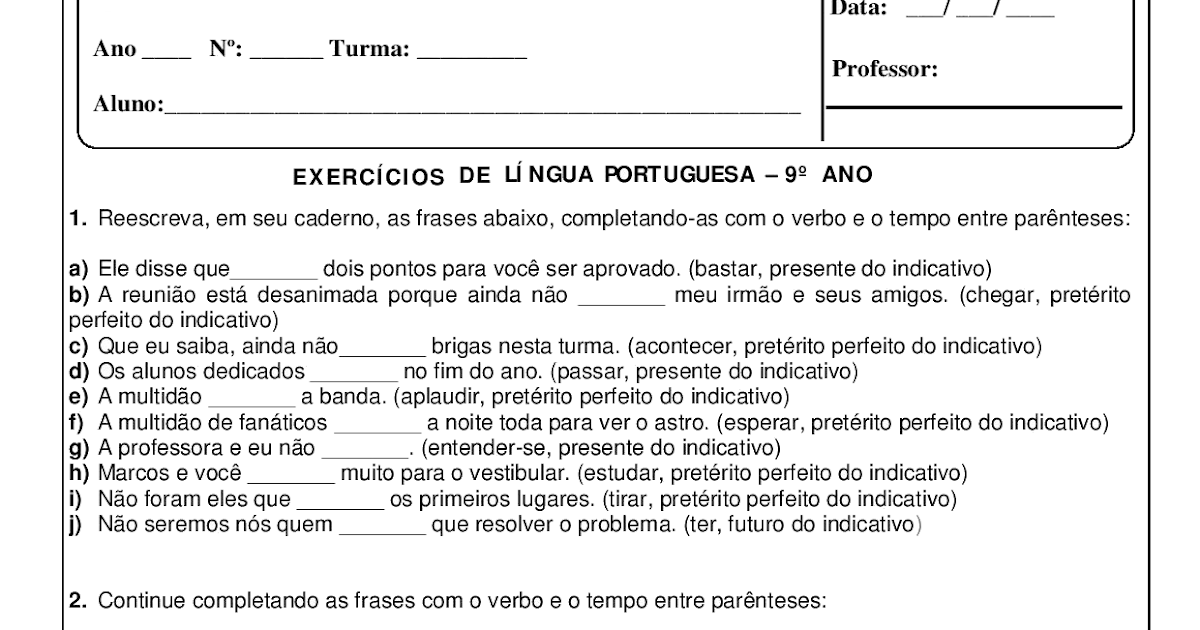 Notícias Ponto Com : ATIVIDADES LÍNGUA PORTUGUESA 9° ANO EXERCÍCIOS