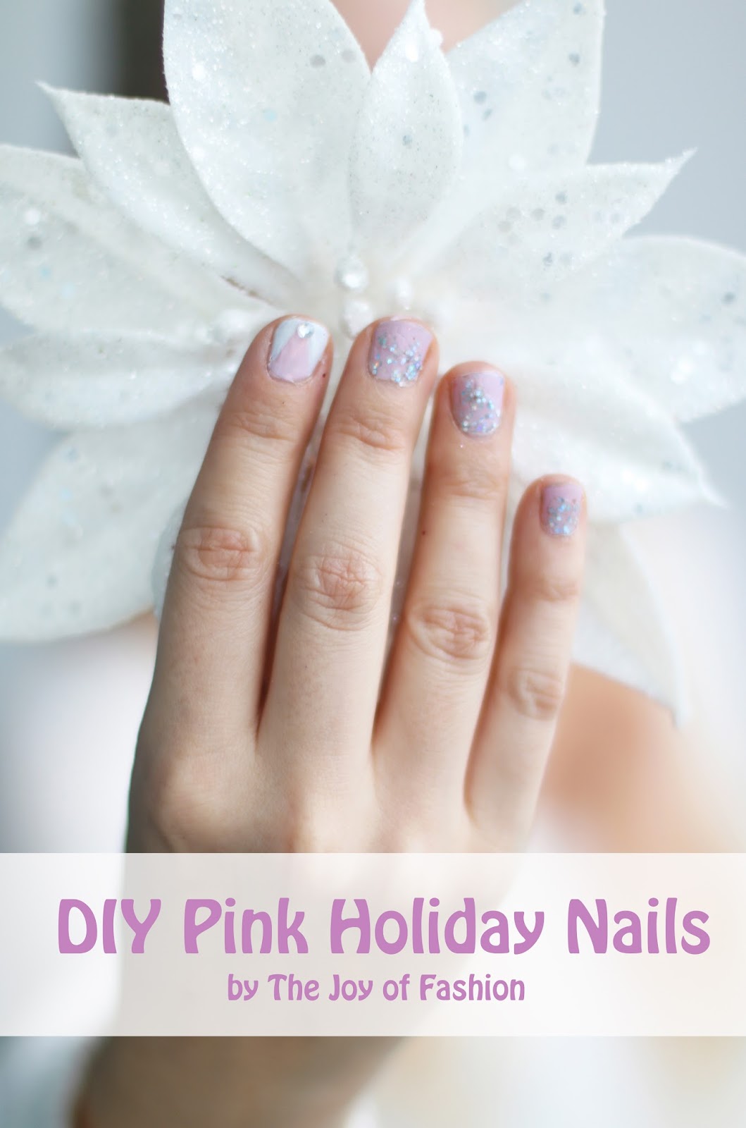 Easy and Cute pink Holiday nails tutorial