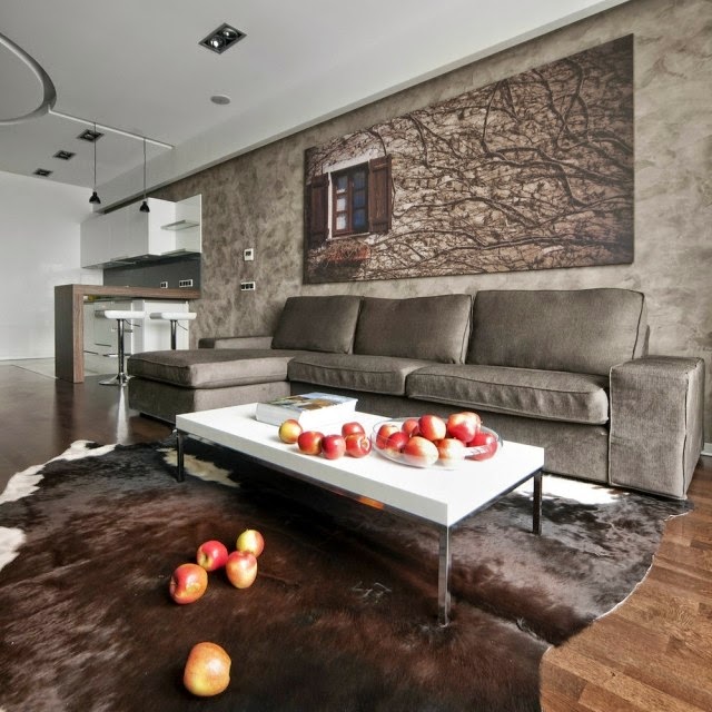 Sala de estar con cocina abierta - Colores en Casa