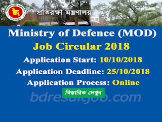 Ministry of Defence (MOD) Job Circular 2018