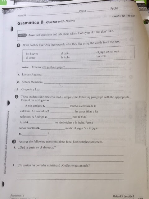 GRAMATICA A THE VERB GUSTAR ANSWER KEY