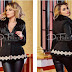 Palton dama elegant scurt negru cu blanita la gat si broderie