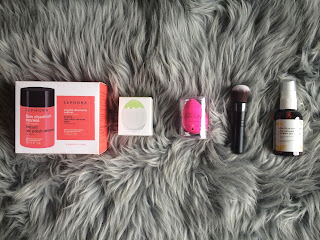 Sephora Collection Instant Nail Polish Remover + 14 Travel Size Wipes | Clinique Purifying Cleansing Brush Head Refill | BeautyBlender | Sephora Collection Classic Mini Multitasker Brush #45.5 | Sephora Collection The Natural: Citrus Brush Cleaner