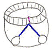Your bum sweater should look something like this. Now take the wrist-bands you set aside earlier, and sew around the leg openings Image: Your bum sweater should look something like this. Now take the wrist-bands you set aside earlier, and sew around the leg openings