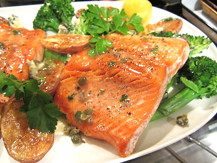 Salmon w/ Caper Anchovy Butter