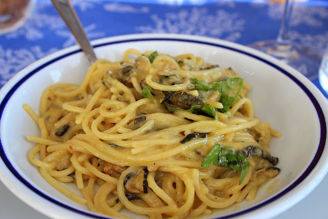 Spaghetti with zucchini Spaghetti with zucchini from Maria Grazia restaurant in Nerano