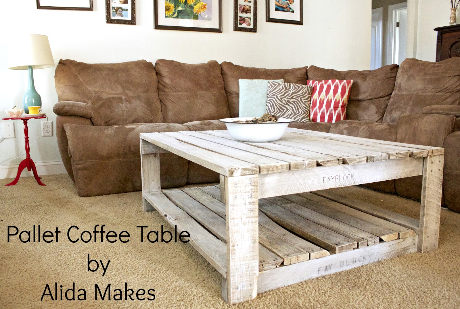 diy pallet coffe table with white wash paint instructions