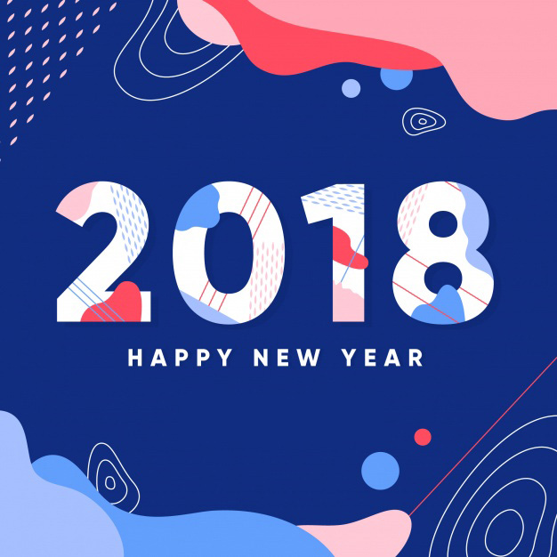 New year 2018 background Free Vector