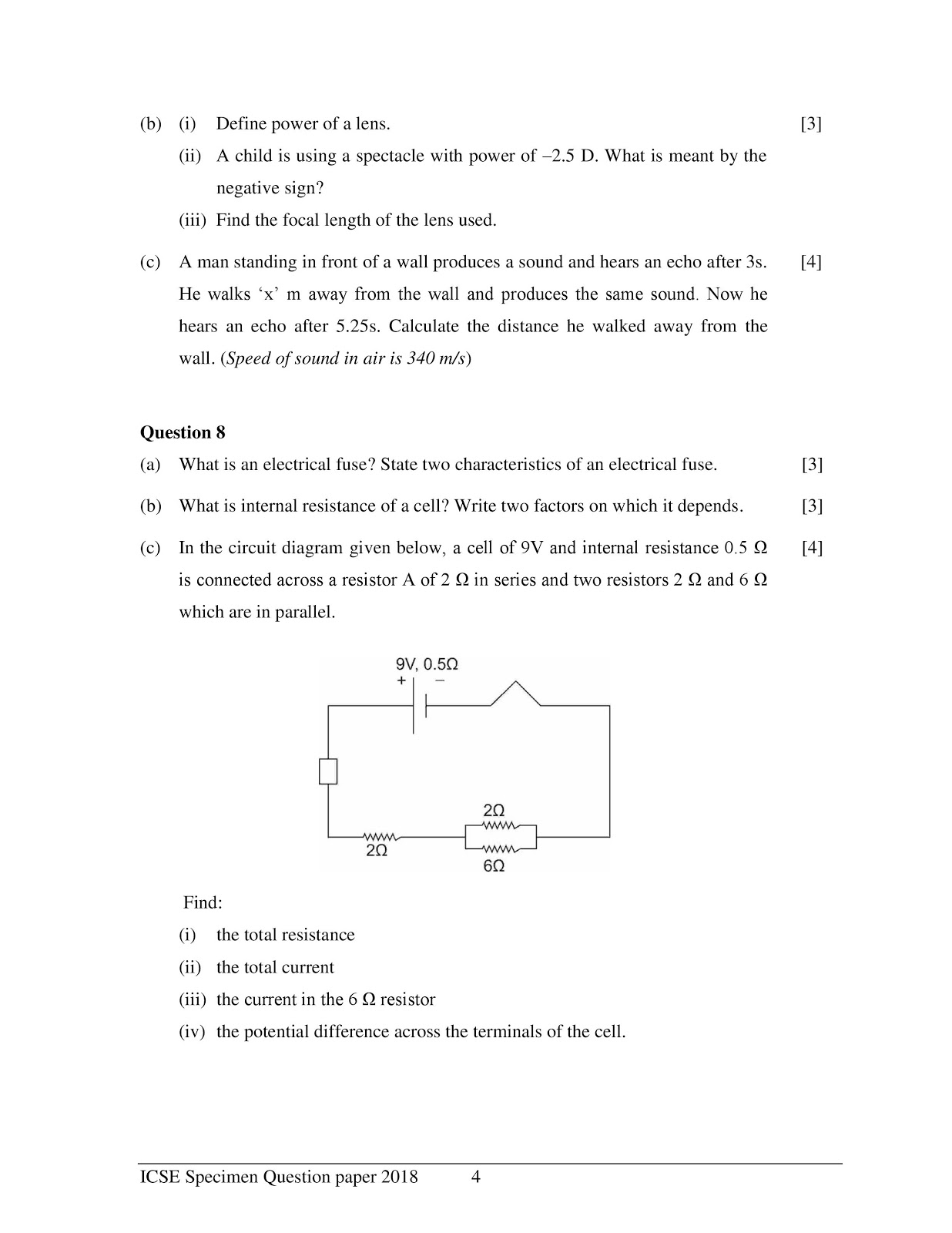 icse 2018 class 10th physics science paper 1 Sample paper icse 2018 class 10th science physics paper 1 Specimen paper