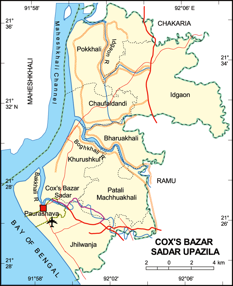 cox's bazar map tourist
