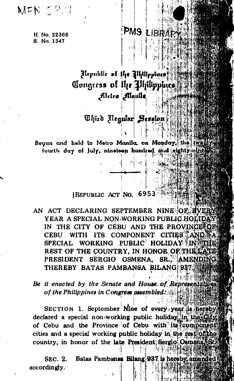 Philippine Holidays Special NonWorking Public Holiday in Cebu every