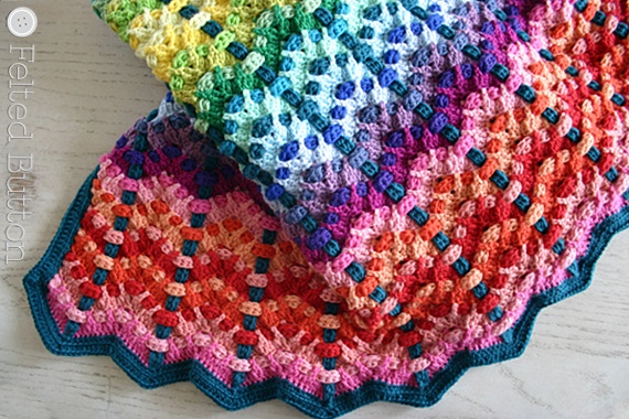 Chromatic Cobbles Blanket Crochet Pattern by Susan Carlson of Felted Button