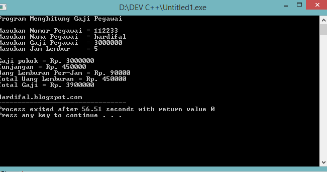 Program Menghitung Upah / Gaji Pegawai Menggunakan Bahasa
