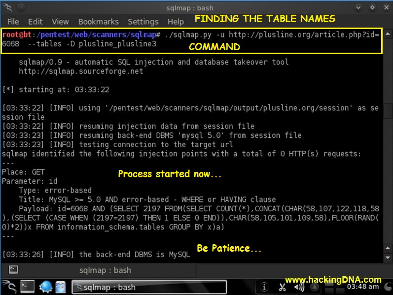 HackingDNA: Hack The Database with Backtrack 5