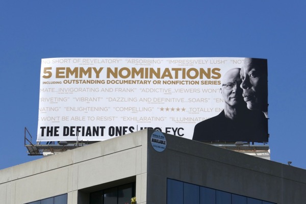 The Defiant Ones 5 Emmy nominations billboard San Vicente Boulevard Defiant Ones 5 Emmy nominations billboard