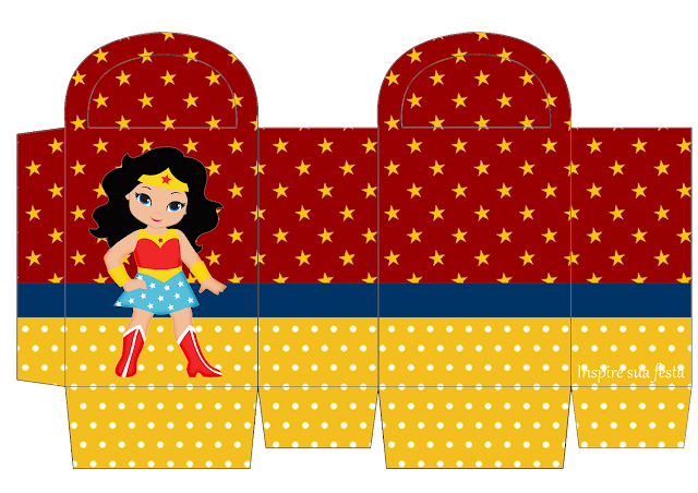 Mujer Maravilla Chibi: Cajas para Imprimir Gratis e Imprimbles Gratis para Fiestas. Cajas de Mujer Maravilla Chibi para imprimir gratis.